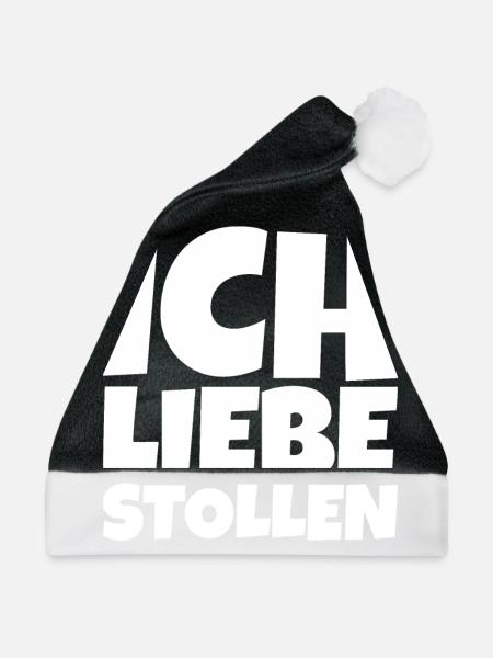 Stollen Weihnachten Essen - Weihnachtsmütze - Schwarz/Weiß