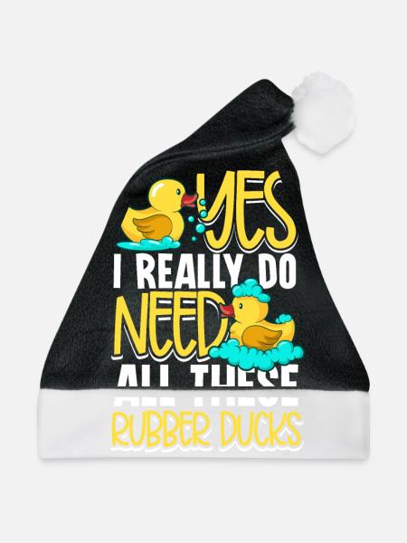 Rubber Duck Ducks Bird Hunt Duck lover Gift Idea - Weihnachtsmütze - Schwarz/Weiß - Vorne