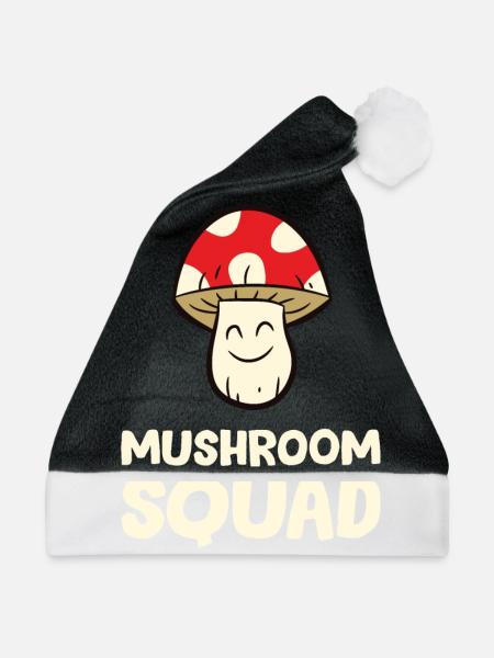 Mushroom - Mushroom Squad - Weihnachtsmütze - Schwarz/Weiß - Vorne