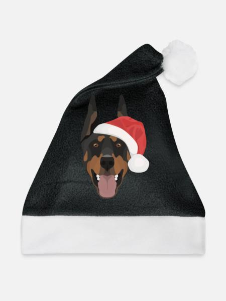 Dobermann Frohe Weihnachten - Weihnachtsmütze - Schwarz/Weiß