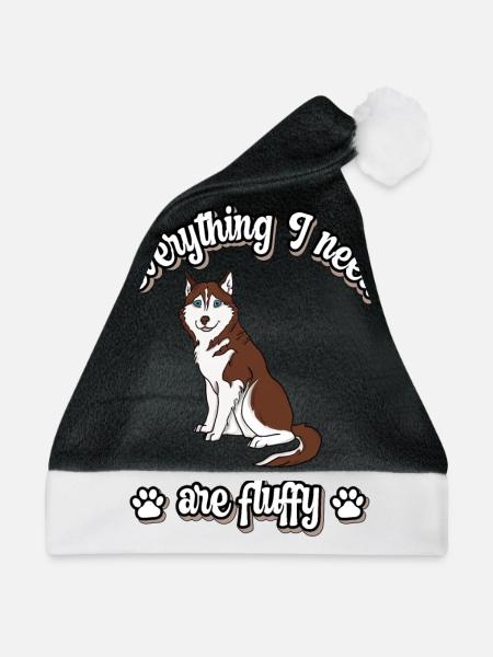 Everything I need are fluffy süßes Hunde red - Weihnachtsmütze - Schwarz/Weiß - Vorne