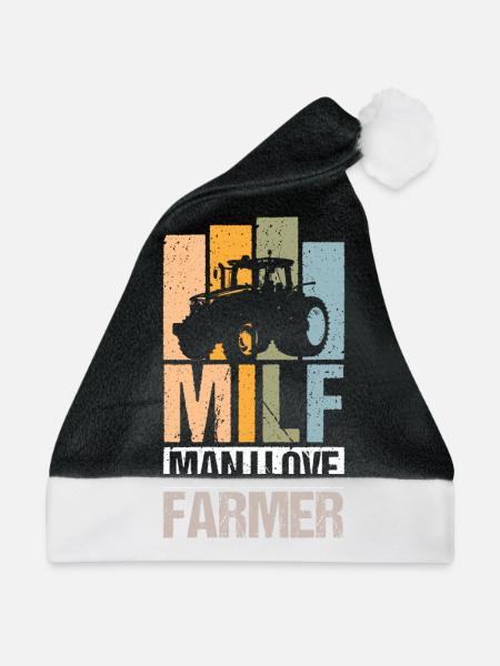 Farmer Farm Man I Love Farmer Retro - Weihnachtsmütze - Schwarz/Weiß - Vorne