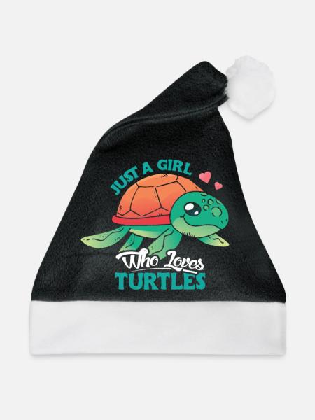 Turtle Cute Girl Love Turtles - Weihnachtsmütze - Schwarz/Weiß - Vorne