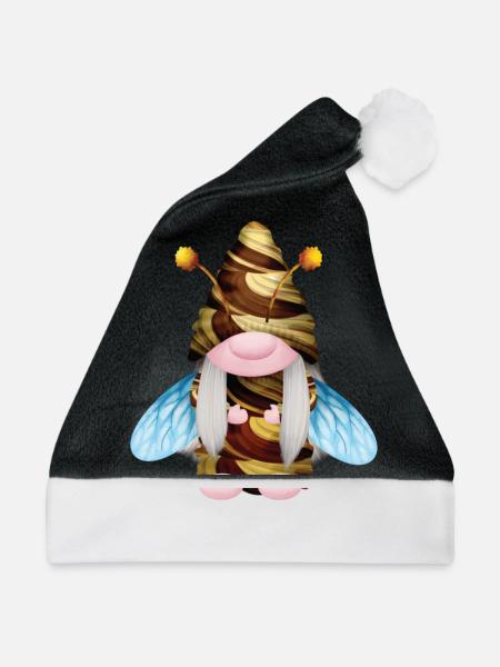 Gnome Honey Bee Beekeeper Honeybee Beekeeping - Weihnachtsmütze - Schwarz/Weiß - Vorne