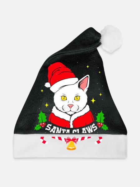 Cat Santa Claws - Weihnachtsmütze - Schwarz/Weiß