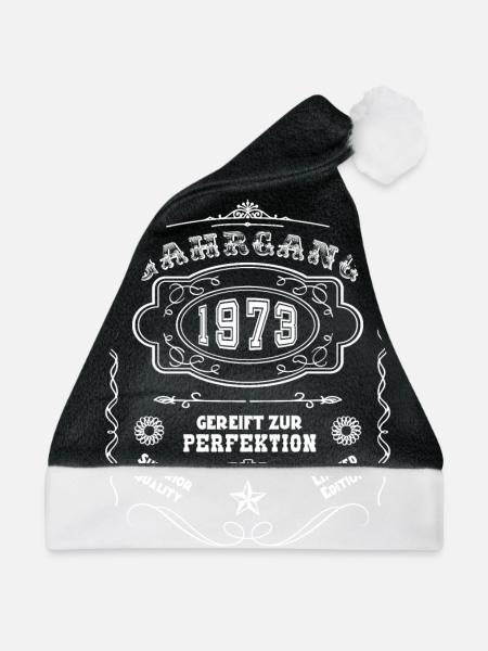 Jahrgang Whiskey 1973 Etikett - Weihnachtsmütze - Schwarz/Weiß - Vorne