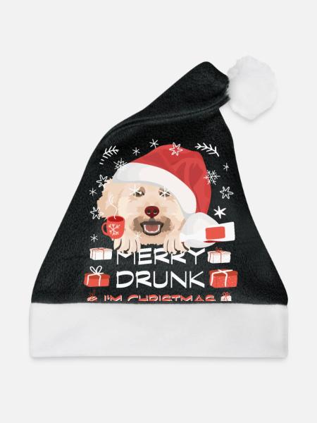 Pudel Weihnachtsmarkt - Weihnachtsmütze - Schwarz/Weiß