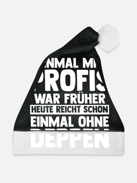 Einmal Mit Profis Arbeiten - Weihnachtsmütze - Schwarz/Weiß - Vorne