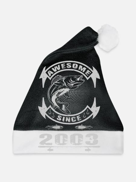 Awesome since 2003. Angel, Angler Geburtstag - Weihnachtsmütze - Schwarz/Weiß - Vorne