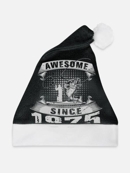 Awesome since 1975. Angel, Angler Geburtstag - Weihnachtsmütze - Schwarz/Weiß - Vorne