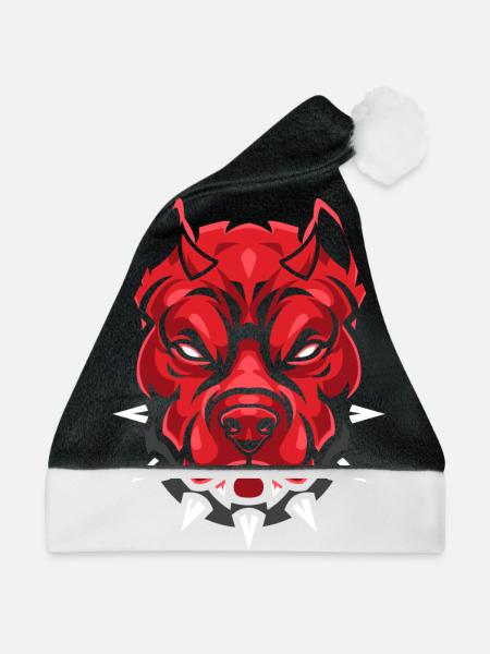 Teufel Pitbull-Hund - Weihnachtsmütze - Schwarz/Weiß - Vorne