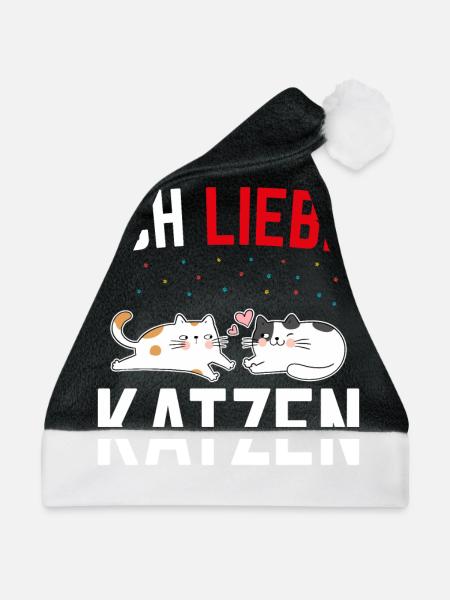Ich liebe Katze - Weihnachtsmütze - Schwarz/Weiß