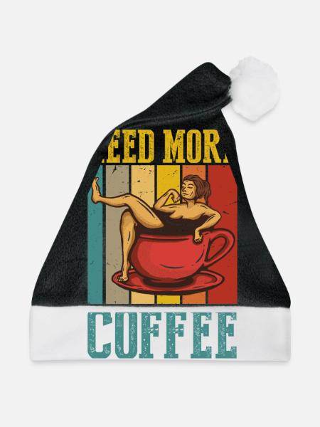 Brauche Mehr Kaffee - Weihnachtsmütze - Schwarz/Weiß