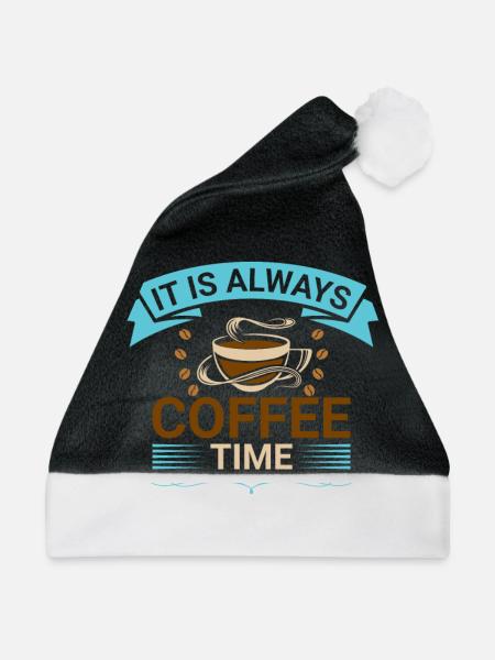 Es Ist Immer Kaffeezeit - Weihnachtsmütze - Schwarz/Weiß - Vorne