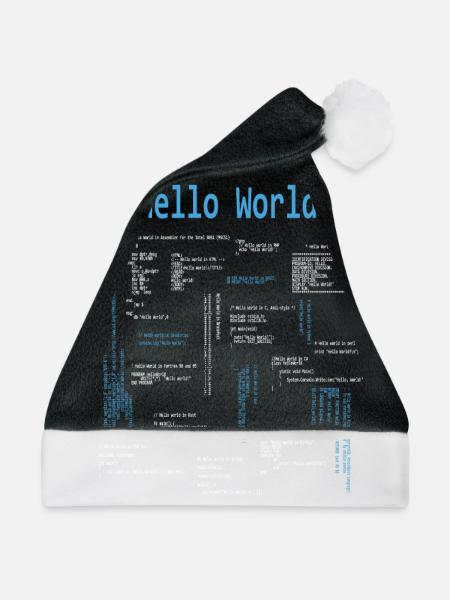 Hello World Programmiersprachen Programmierer Nerd - Weihnachtsmütze - Schwarz/Weiß - Vorne