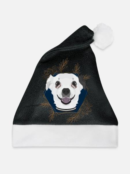 Goldener Hund Chihuahua - Weihnachtsmütze - Schwarz/Weiß