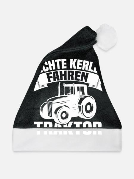 Echte Kerle fahren Traktor - Weihnachtsmütze - Schwarz/Weiß