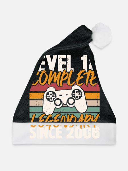 Level 18 Schließe das Geburtstagsgeschenk 2006 ab - Weihnachtsmütze - Schwarz/Weiß - Vorne