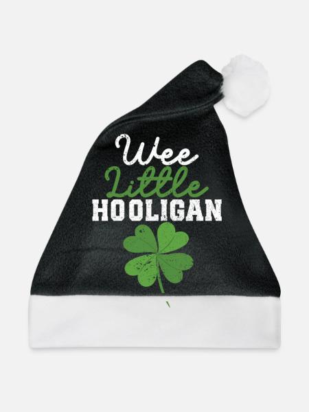 Wee Little Hooligan St. Patrick's Day Irisches - Weihnachtsmütze - Schwarz/Weiß - Vorne