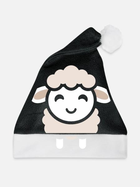 Baby Schaf Kleines Mutterschaf - Weihnachtsmütze - Schwarz/Weiß - Vorne