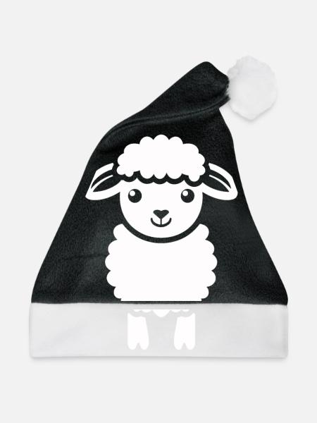 Baby Schaf Kleines Mutterschaf - Weihnachtsmütze - Schwarz/Weiß - Vorne