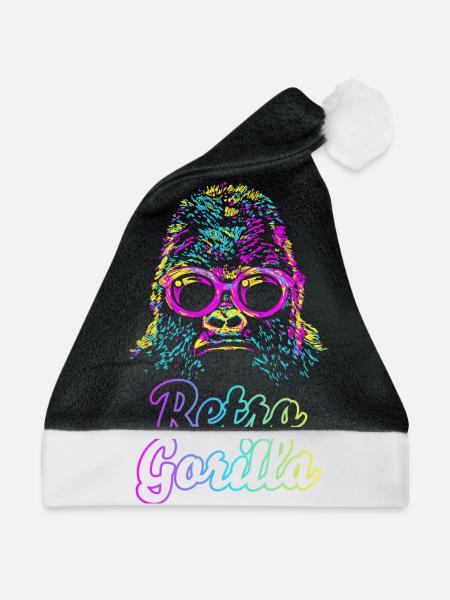 Retro Gorilla - Weihnachtsmütze - Schwarz/Weiß