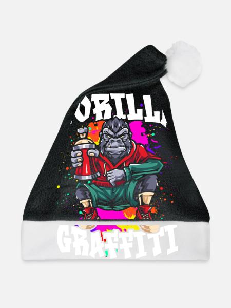 Gorilla-Graffiti - Weihnachtsmütze - Schwarz/Weiß - Vorne