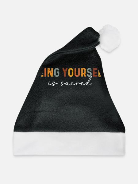 Du selbst zu sein ist heilig Selbstfürsorge Zitat - Weihnachtsmütze - Schwarz/Weiß - Vorne