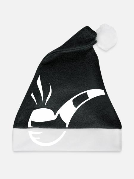 Pfeife mit Rauch bzw. Qualm - Weihnachtsmütze - Schwarz/Weiß