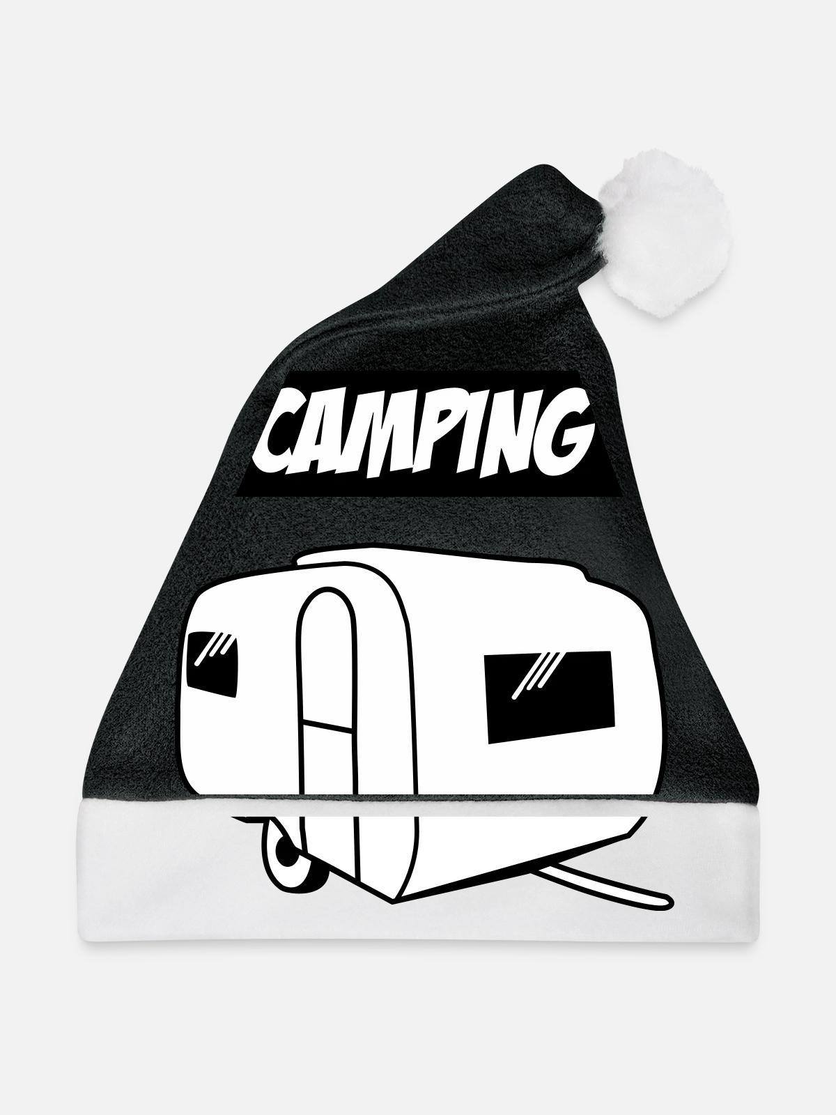 Camping - Weihnachtsmütze - Schwarz/Weiß - Vorne