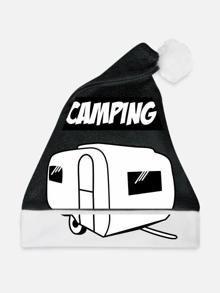 Camping - Weihnachtsmütze - Schwarz/Weiß