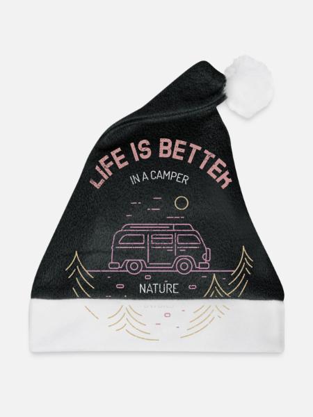 Camping Wohnwagen Campen - Weihnachtsmütze - Schwarz/Weiß - Vorne