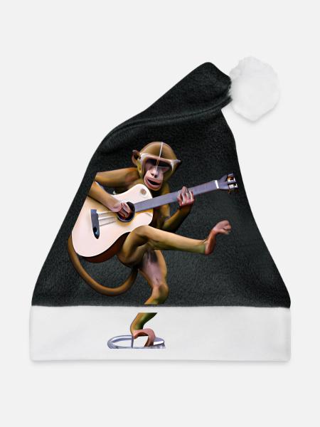 Gitarren-Affe - Weihnachtsmütze - Schwarz/Weiß