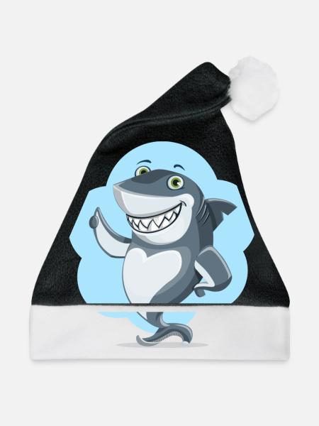 lustiger Haifisch - Weihnachtsmütze - Schwarz/Weiß