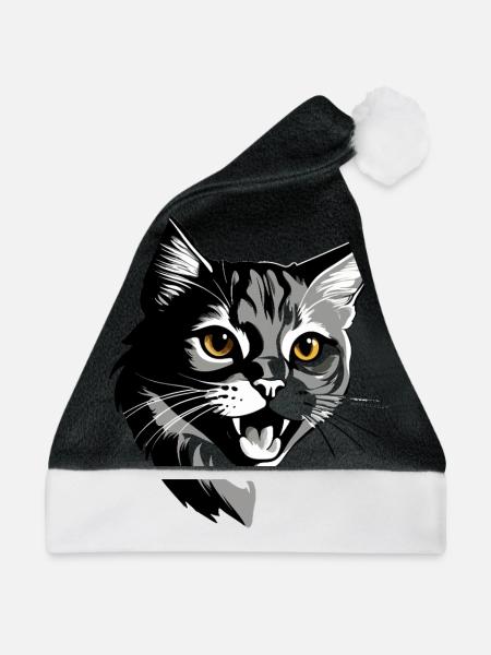 Cute Cat - Pet Cat Design - Weihnachtsmütze - Schwarz/Weiß