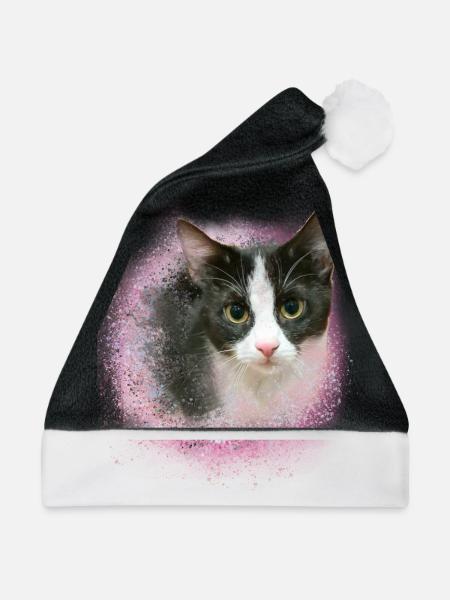 Britishkurzhaar,hauskatze,katze,schwarz-weiss - Weihnachtsmütze - Schwarz/Weiß