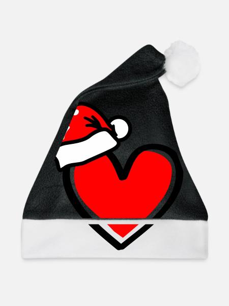 Herz Weihnachten Xmas - Weihnachtsmütze - Schwarz/Weiß - Vorne
