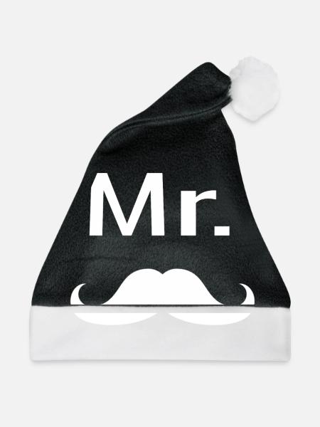 Mister Schnurrbart Gentleman Hipster - Weihnachtsmütze - Schwarz/Weiß - Vorne