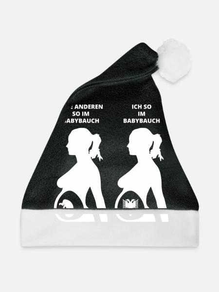 GESCHENK BABYBAUCH GEBOREN ALBANIEN - Weihnachtsmütze - Schwarz/Weiß - Vorne
