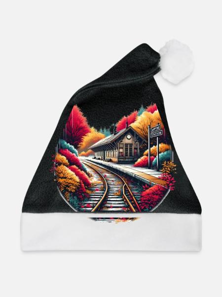 Die verlassene Herbststation - Weihnachtsmütze - Schwarz/Weiß