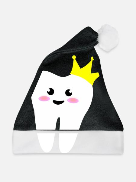 crown tooth Zahn mit Krone - Weihnachtsmütze - Schwarz/Weiß - Vorne