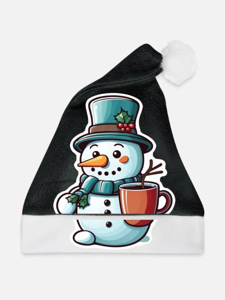 Schneemann - Weihnachtsmütze - Schwarz/Weiß