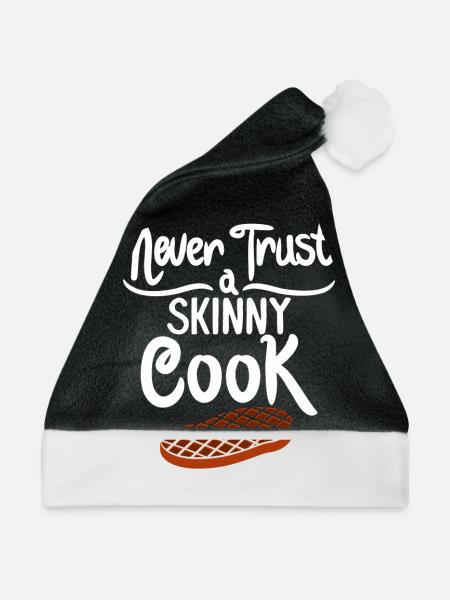 Vertraue keinem dünnen Koch - Geschenk - Weihnachtsmütze - Schwarz/Weiß - Vorne