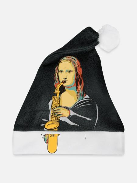 Monalisa spielt Saxophon - Weihnachtsmütze - Schwarz/Weiß