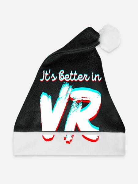 Es ist besser in VR - Virtual Reality - Weihnachtsmütze - Schwarz/Weiß - Vorne