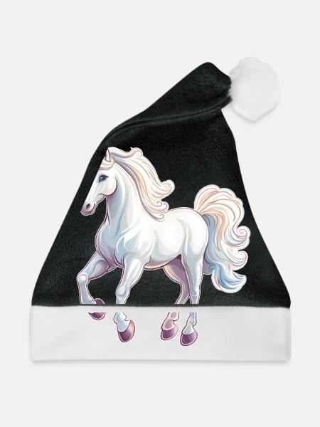 Pferd - Weihnachtsmütze - Schwarz/Weiß