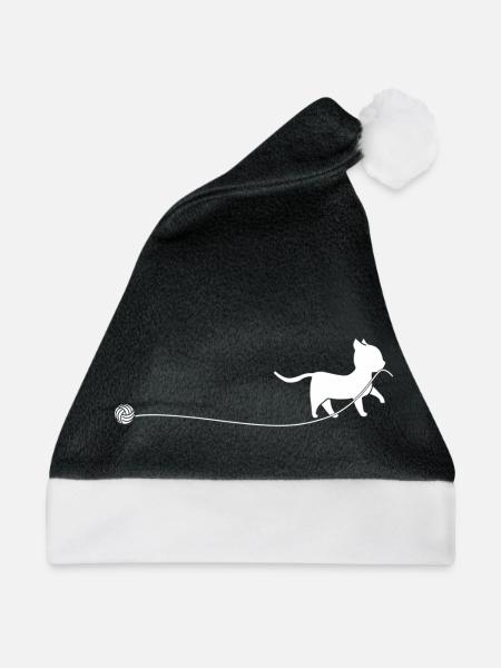 Katze Faden Wolle Kätzchen - Weihnachtsmütze - Schwarz/Weiß - Vorne