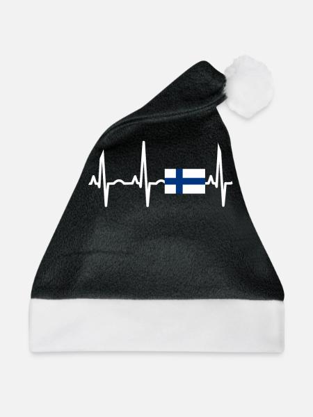 EKG heartbeat Finland - Weihnachtsmütze - Schwarz/Weiß - Vorne