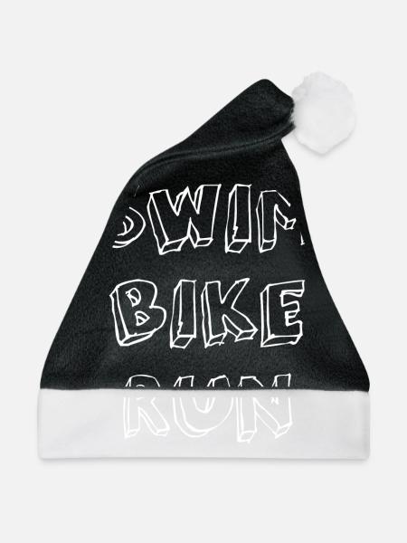 Triathlon: Swim - Bike - Run - Weihnachtsmütze - Schwarz/Weiß - Vorne