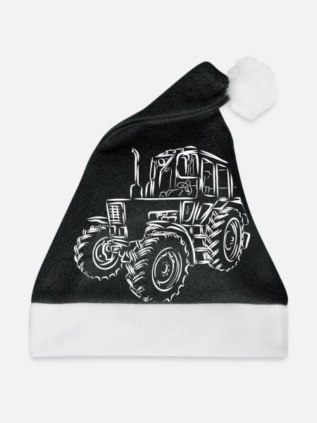 Traktor Belarus MTS 82 - Weihnachtsmütze - Schwarz/Weiß - Vorne